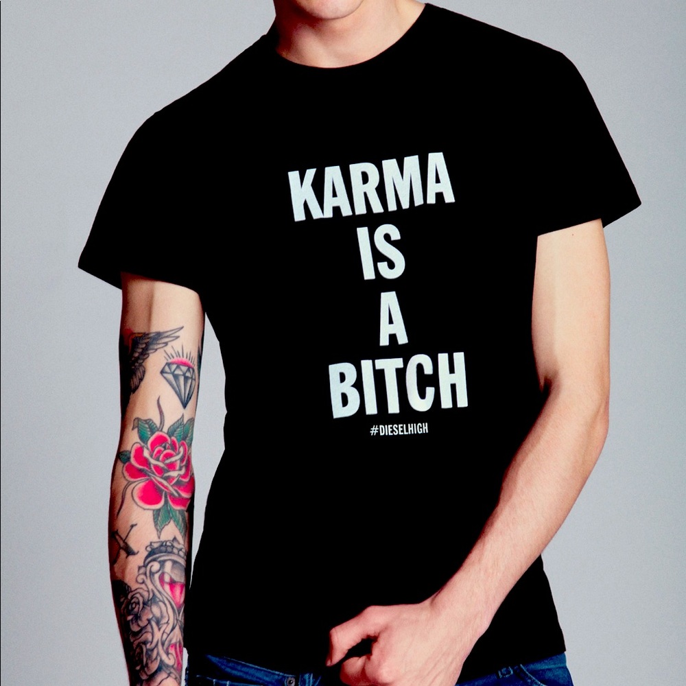 Diesel Black Cotton “Karmas A B¡tch ” T-Shirt